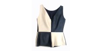Blue and beige leather waistcoat.